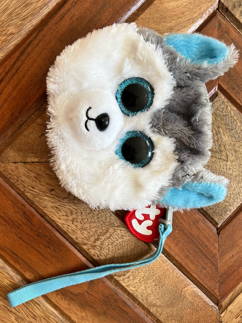 Ty Plush Husky Wristlet - White, Gray & Aqua